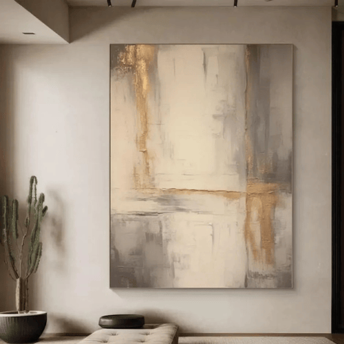Golden Silence Abstract Canvas Awakening Serenity Amid Modern Stillness