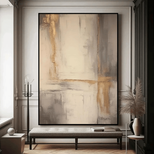 Golden Silence Abstract Canvas Awakening Serenity Amid Modern Stillness