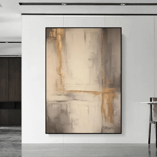 Golden Silence Abstract Canvas Awakening Serenity Amid Modern Stillness