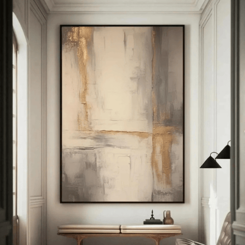 Golden Silence Abstract Canvas Awakening Serenity Amid Modern Stillness