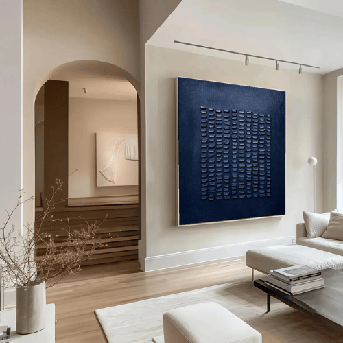Sculpted Rhythm Abstract Canvas Evoking Depth Harmony Within Modern Interiors