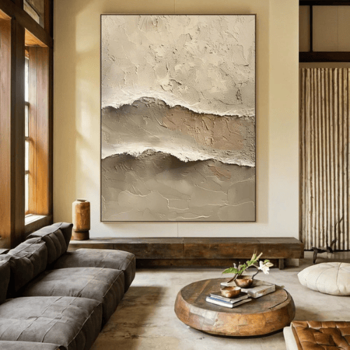Whispering Horizons Textured Canvas Invoking Calm Essence Within Modern Spaces