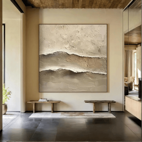 Whispering Horizons Textured Canvas Invoking Calm Essence Within Modern Spaces
