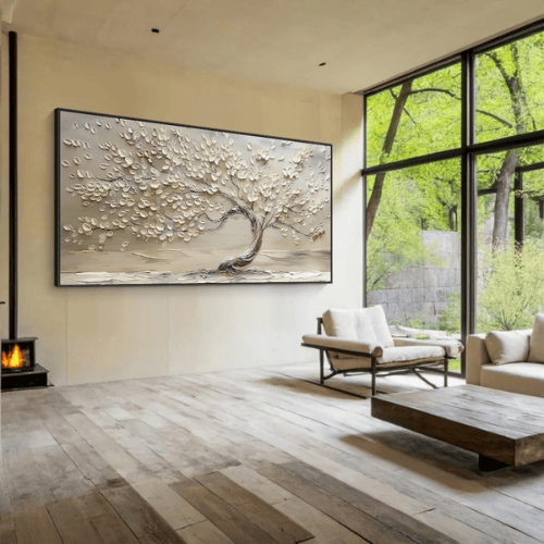 Eternal Bloom Textured Canvas Celebrating Grace Renewal Within Modern Serenity