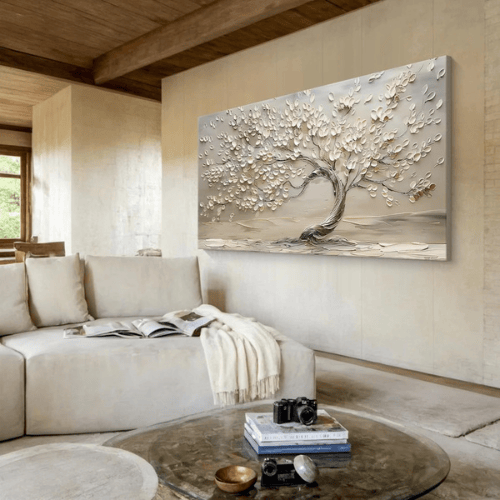 Eternal Bloom Textured Canvas Celebrating Grace Renewal Within Modern Serenity