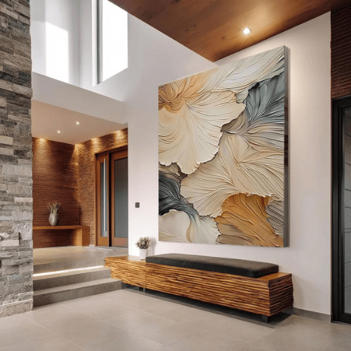 Whispered Petals Textured Canvas Evoking Nature’s Flow in Modern Serenity