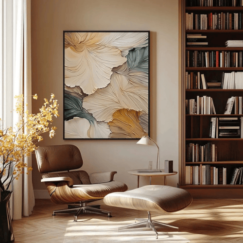 Whispered Petals Textured Canvas Evoking Nature’s Flow in Modern Serenity