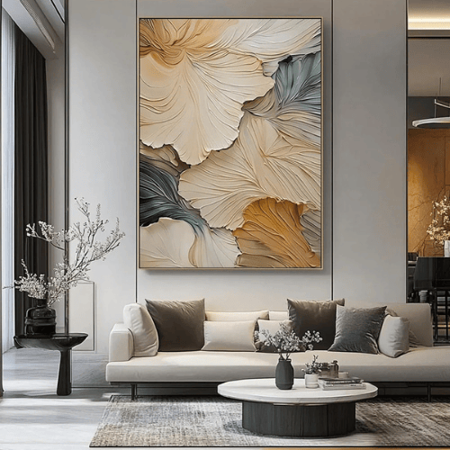 Whispered Petals Textured Canvas Evoking Nature’s Flow in Modern Serenity