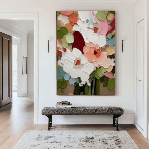 Bloom Reverie Textured Floral Canvas in Abstract Harmony
