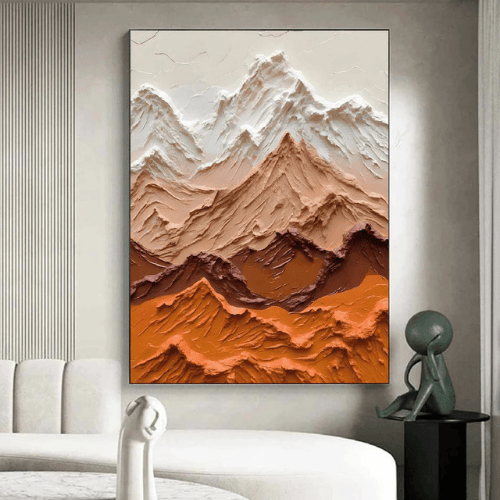 Terracotta Peaks Textured Canvas Elevating Natural Majesty and Warm Serenity