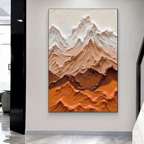 Terracotta Peaks Textured Canvas Elevating Natural Majesty and Warm Serenity