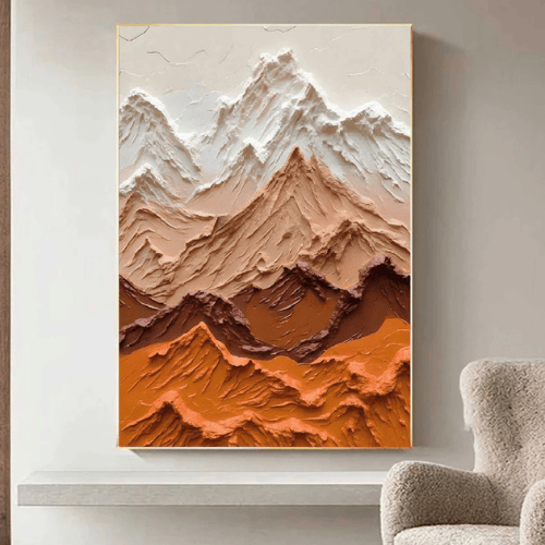 Terracotta Peaks Textured Canvas Elevating Natural Majesty and Warm Serenity