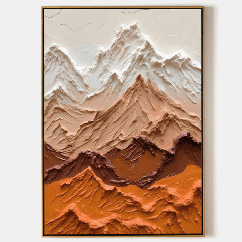 Terracotta Peaks Textured Canvas Elevating Natural Majesty and Warm Serenity