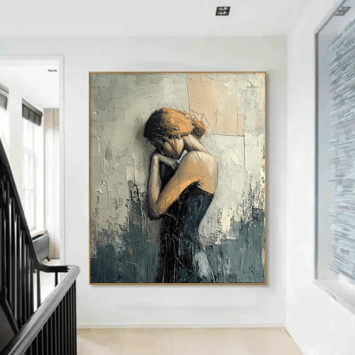 Solitude Muse Textured Canvas Evoking Quiet Strength and Poetic Emotion