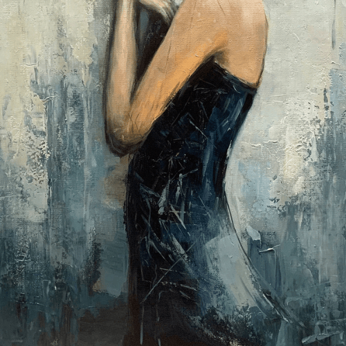 Solitude Muse Textured Canvas Evoking Quiet Strength and Poetic Emotion