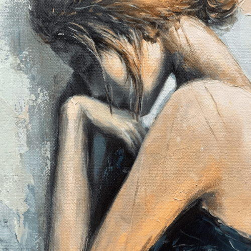 Solitude Muse Textured Canvas Evoking Quiet Strength and Poetic Emotion