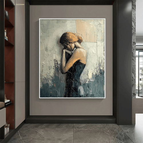 Solitude Muse Textured Canvas Evoking Quiet Strength and Poetic Emotion