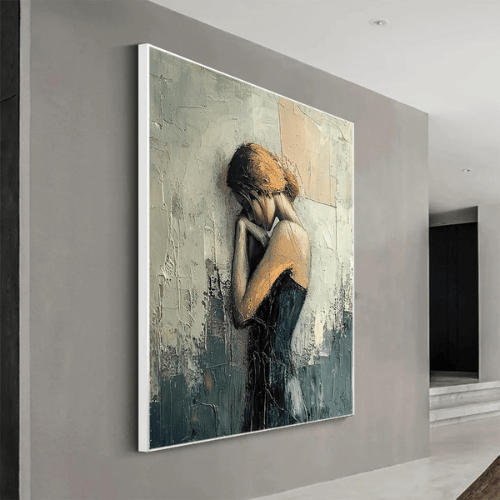 Solitude Muse Textured Canvas Evoking Quiet Strength and Poetic Emotion