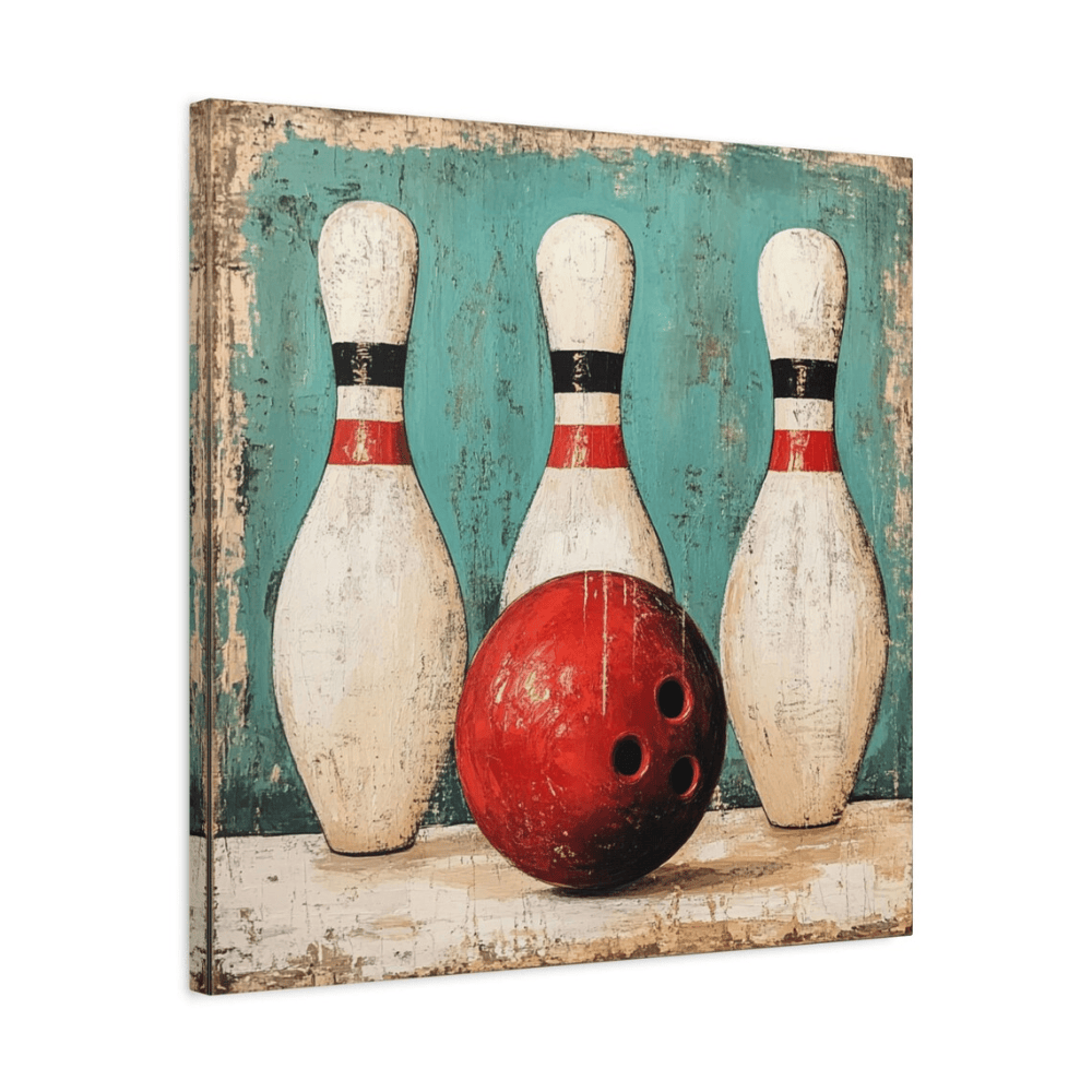 Vintage Bowling Canvas Wall Art - Retro Sports Decor for Living Room - 400gsm Cotton Print