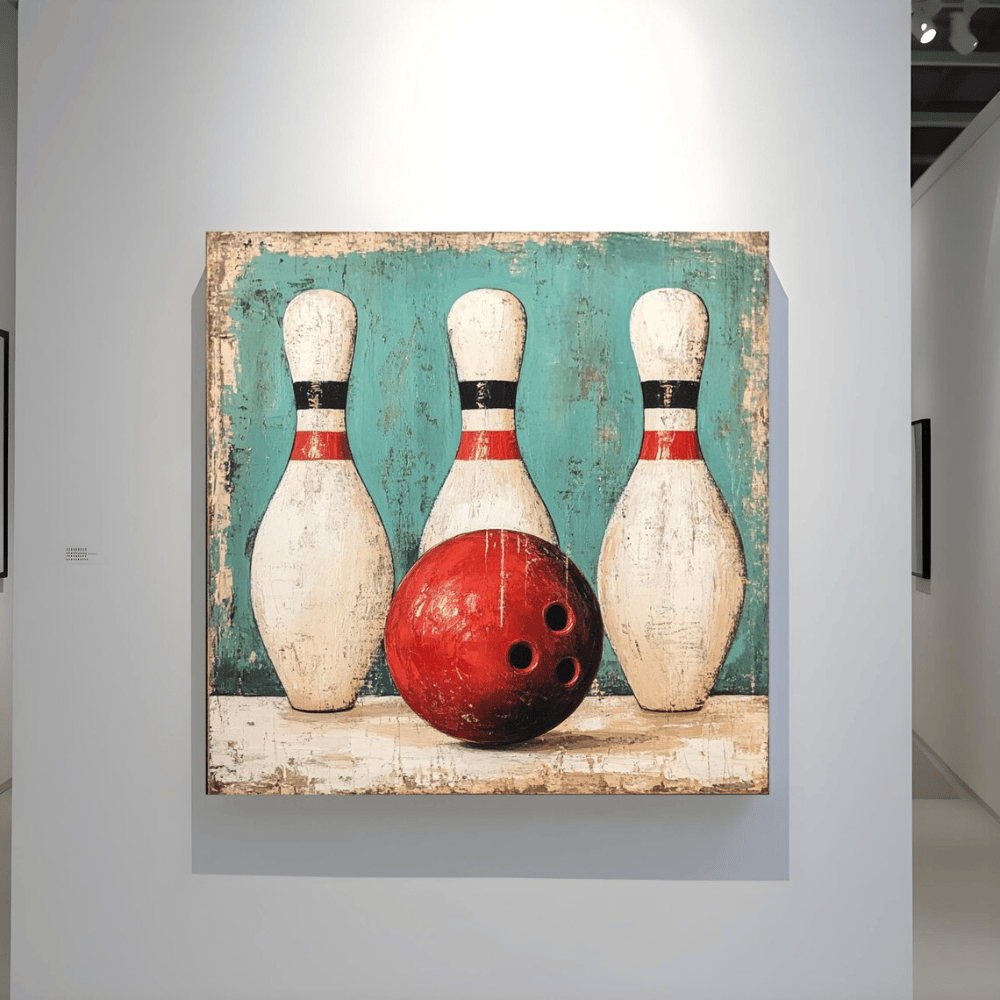 Vintage Bowling Canvas Wall Art - Retro Sports Decor for Living Room - 400gsm Cotton Print
