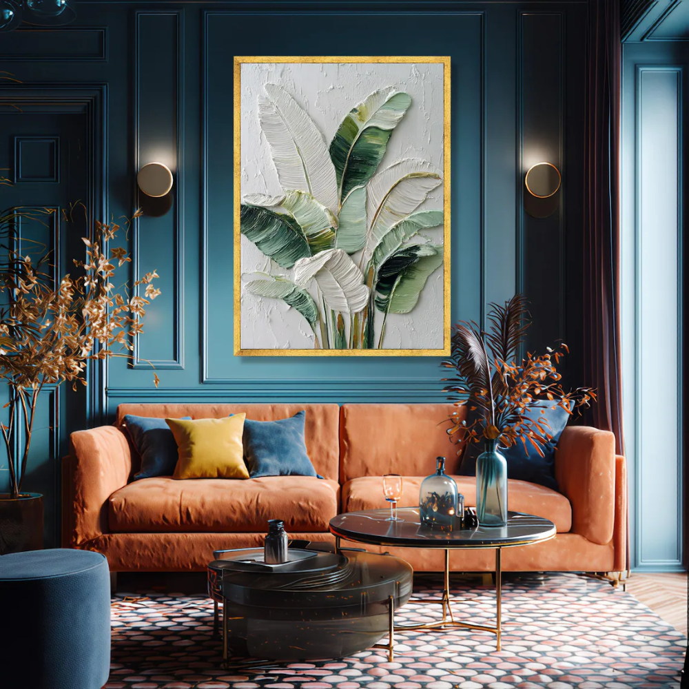 Tropical Banana Leaf Canvas Wall Art - Modern Botanical Greenery Decor - Large Nature Print