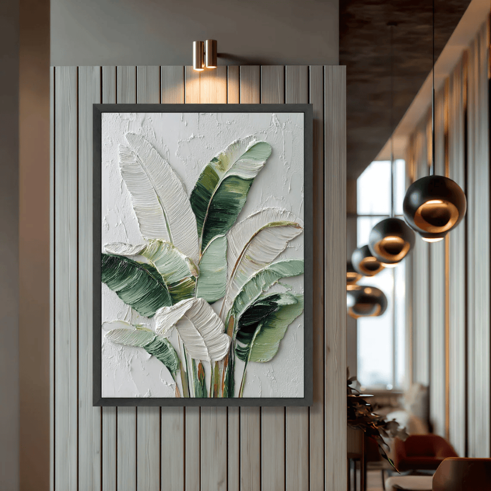 Tropical Banana Leaf Canvas Wall Art - Modern Botanical Greenery Decor - Large Nature Print