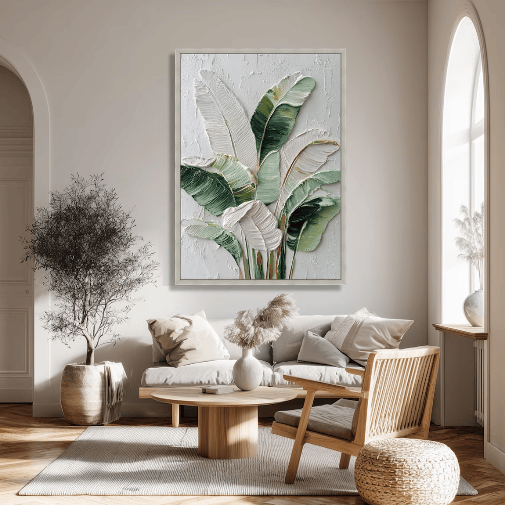 Tropical Banana Leaf Canvas Wall Art - Modern Botanical Greenery Decor - Large Nature Print