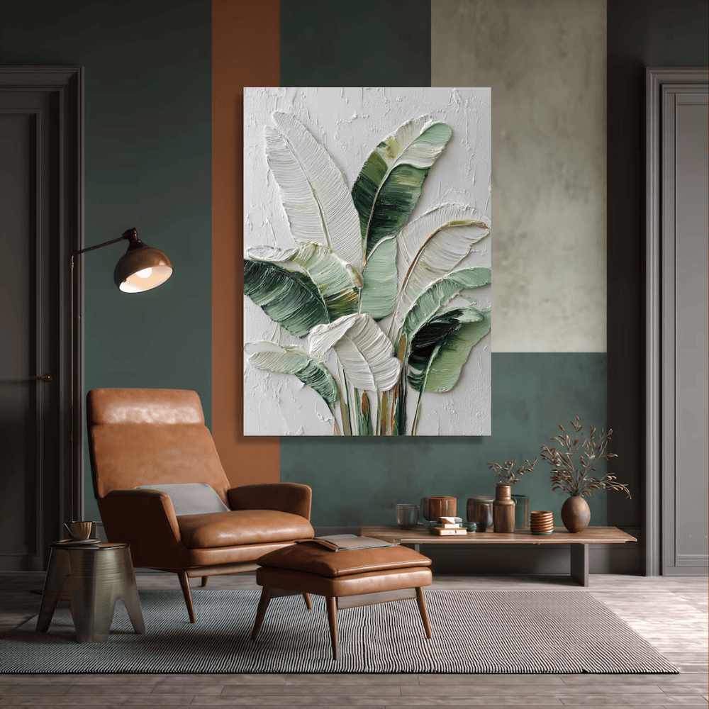 Tropical Banana Leaf Canvas Wall Art - Modern Botanical Greenery Decor - Large Nature Print