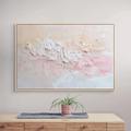 Soft Pink and Beige Abstract Canvas Art - Palette Knife Style Print - Neutral Modern Bedroom Decor