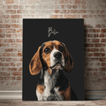 Personalized Pet Portrait Canvas Print - Custom Pet Illustration Art - Memorial Pet Gift - Handcrafted Wood Frame