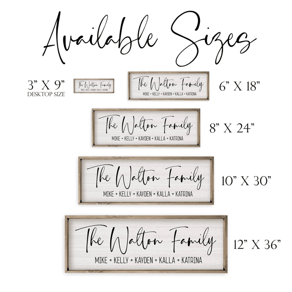Personalized Family Name Sign - Custom Last Name Canvas Art - Solid Wood Framed Housewarming Gift