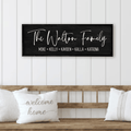 Personalized Family Name Sign - Custom Last Name Canvas Art - Solid Wood Framed Housewarming Gift